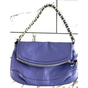 B. Makowsky Newman Purple Genuine Leather Chain Strap Hobo Shoulder Bag Purse